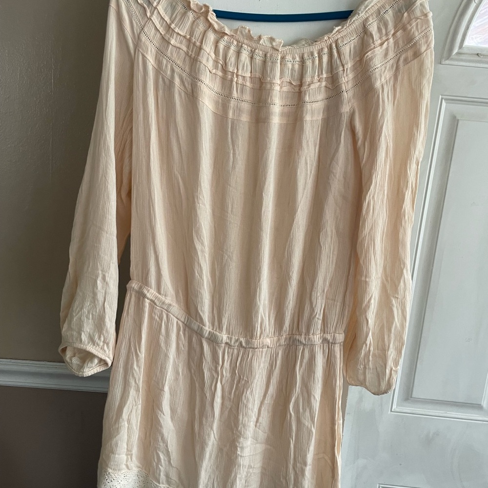 Boho Tan Off-Shoulder Summer Blouse